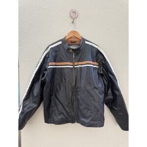 Whispering Smith Black Moto Retro Stripe Unisex Jacket
